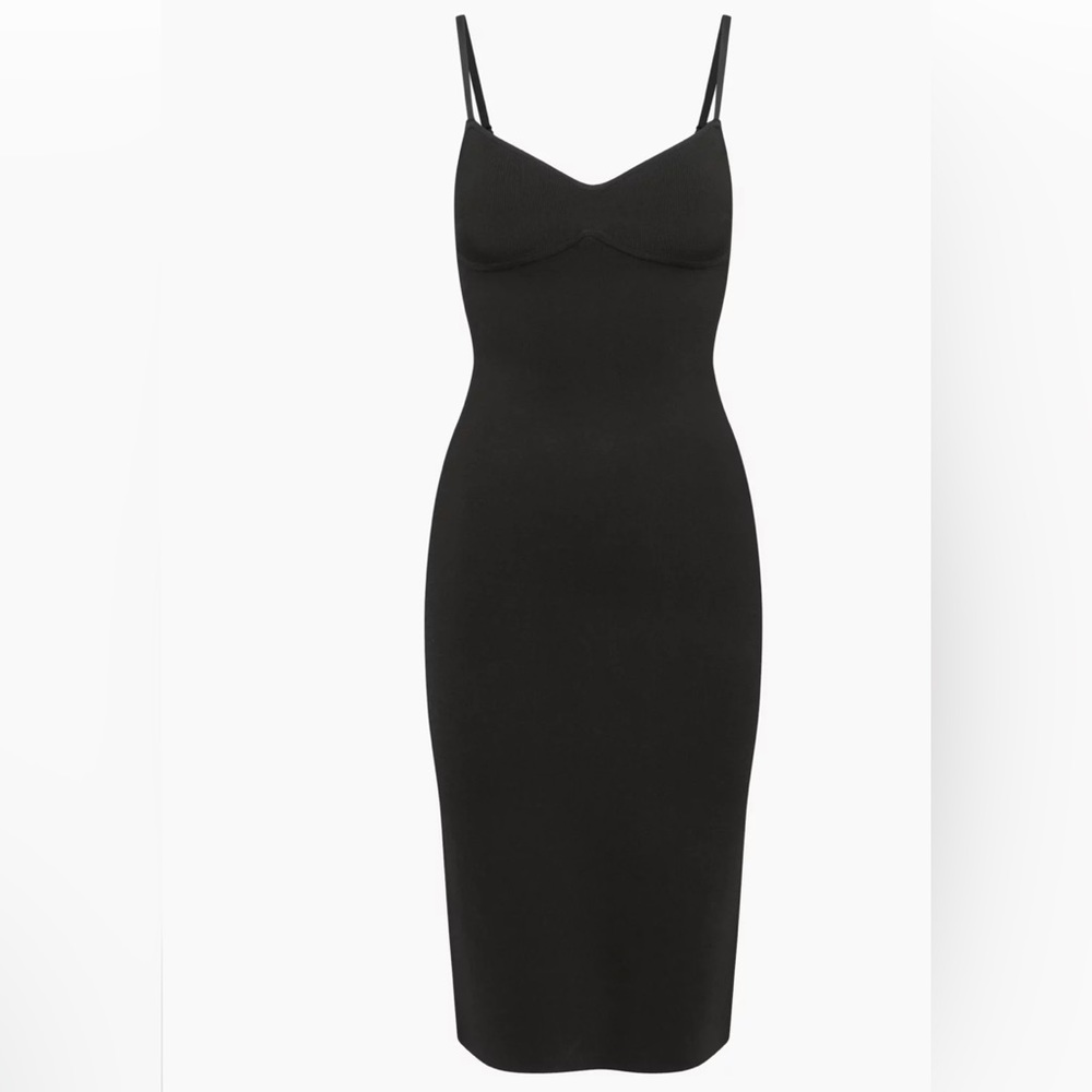 Aritzia Babaton Sculpt Knit Sweetheart Lariat Dress Black